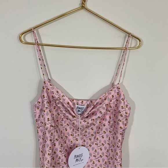 Princess Polly NWT US 8‎ Myron Pink Floral Slip Dress Satin Mini - Picture 6 of 13
